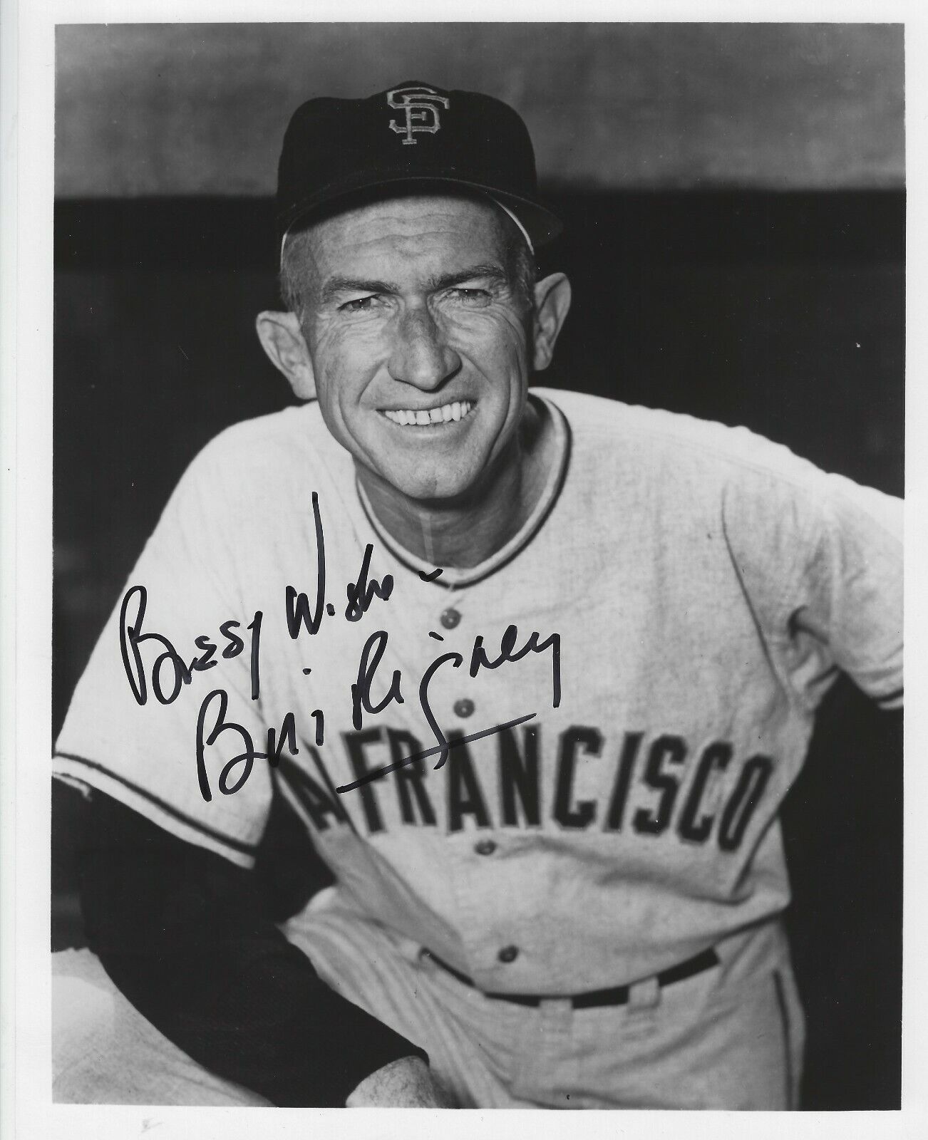 AUTOGRAPHED 8X10 BILL RIGNEY San Francisco Giants Photo Poster painting W/COA