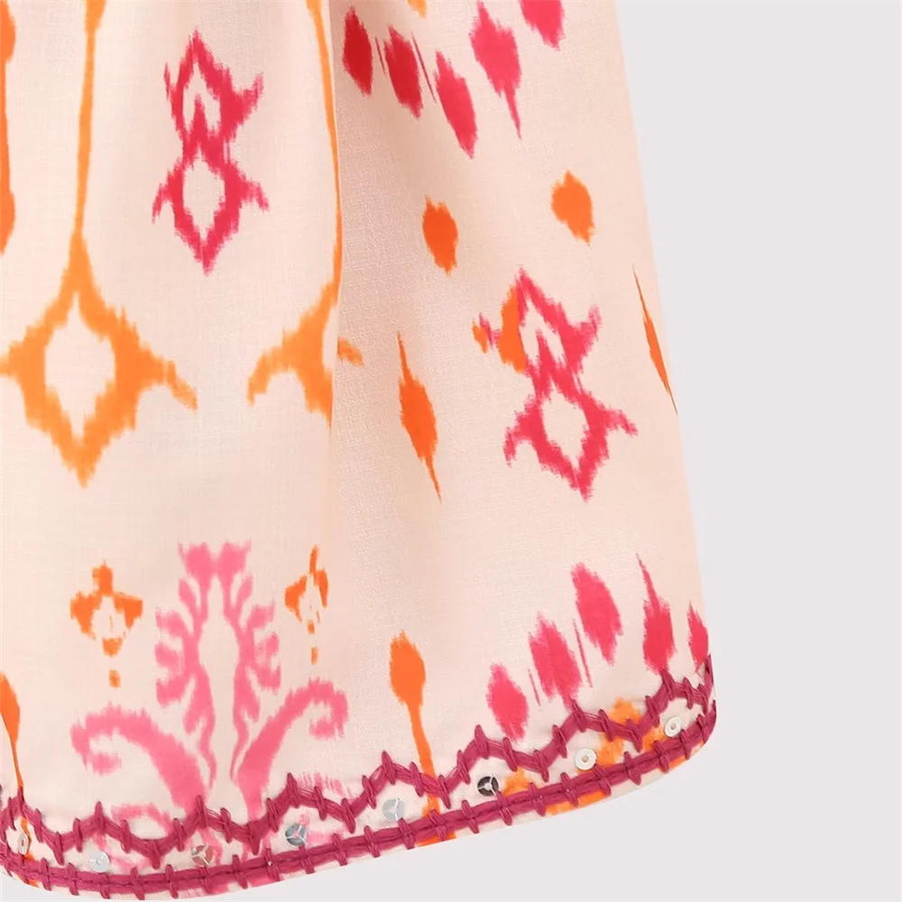 Women's Fashion Versatile Sexy V-Neck Sleeveless Embroidery Beaded Print Short Top