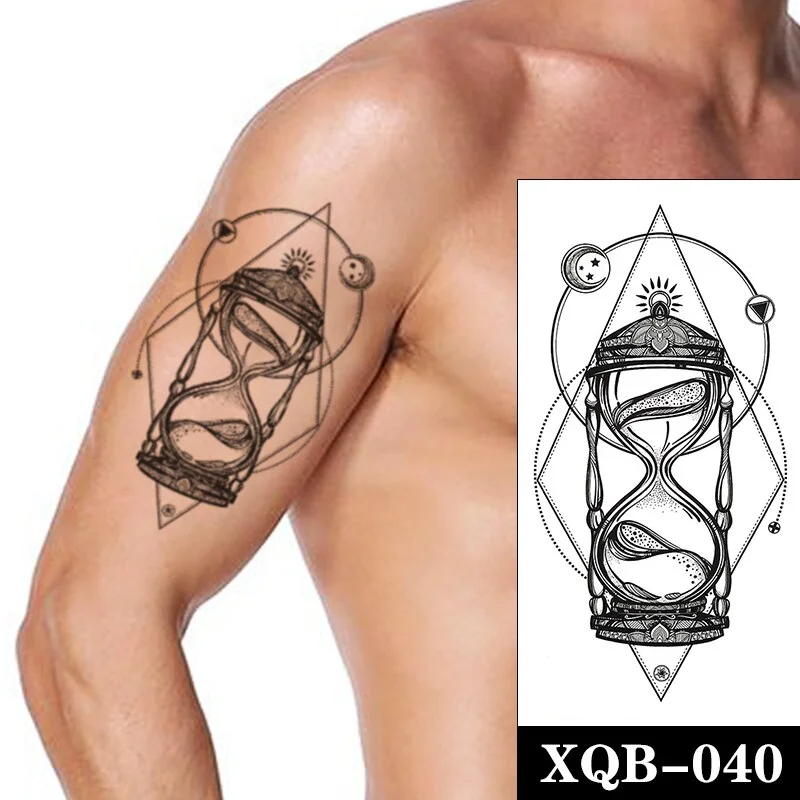 Life Tree Geometric Waterproof Temporary Tattoo Sticker Black Crow Lines Fake Tattoos Flash Tatoos Arm Body Art for Women Men