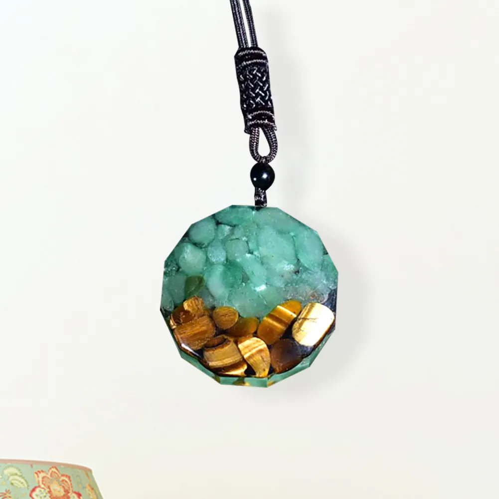 Orgone Pendant Tiger Eye Aventurine Orgonite Necklace Energy Crystal Stone
