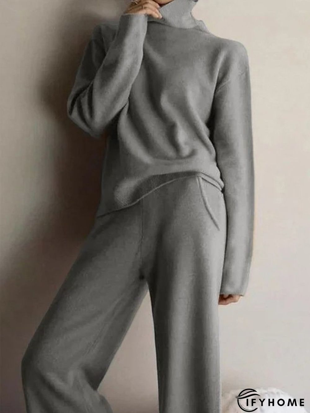 Plain Long Sleeve Casual Two Piece Set | IFYHOME