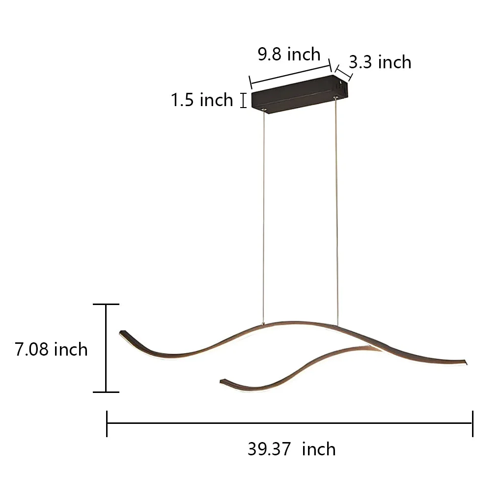 Contemporary Waves Shaped Island Chandelier Dining Room