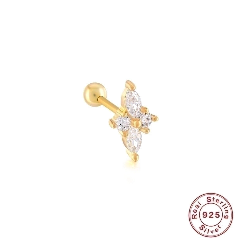 1 Piece 925 Sterling Silver Zircon Solid Color Ear Studs