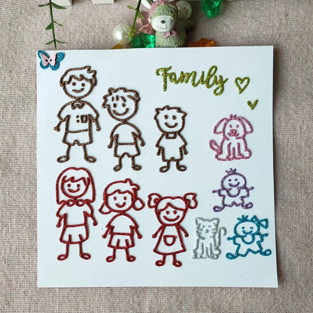 New Family members Personages metal cutting die mould scrapbook decoration embossed photo album decoration card making DIY