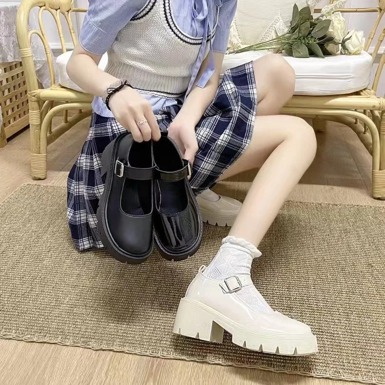 Breakj Breakj Women's 2025 New Mary Jane Women's Shoes Thick Heel Thick-Soled JK Uniform Single-Shoe High-Heeled Women's Retro English Style