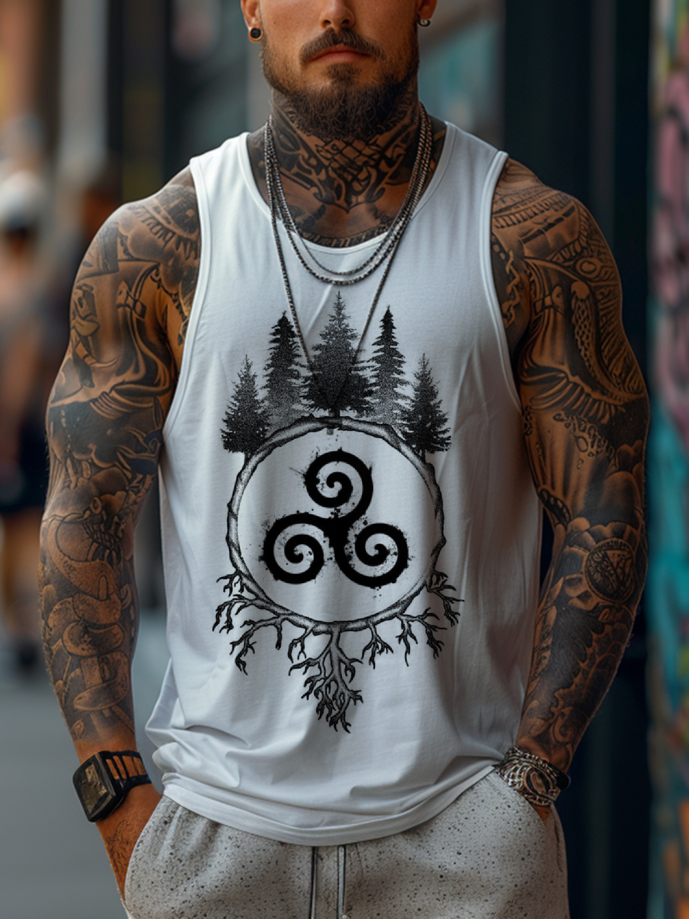 Unisex Printed Casual Sleeveless Tee / TECHWEAR CLUB / Techwear