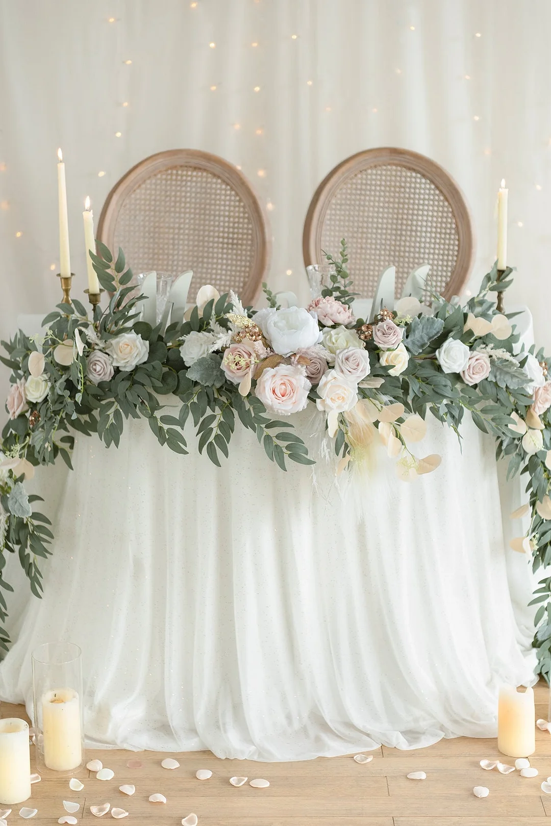 Head Table Flower Garland in White & Beige