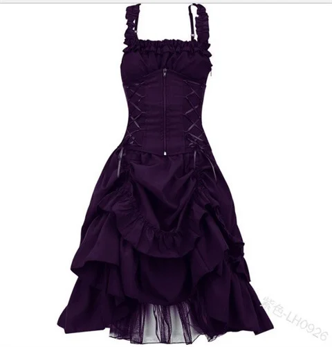 Uveng Uveng Lolita COS Gothic Slimming Irregular Design Strap Corset Dress Braped