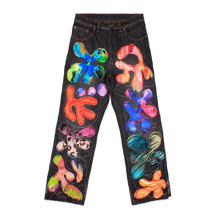 Colorful Graffiti Patch Print Pants