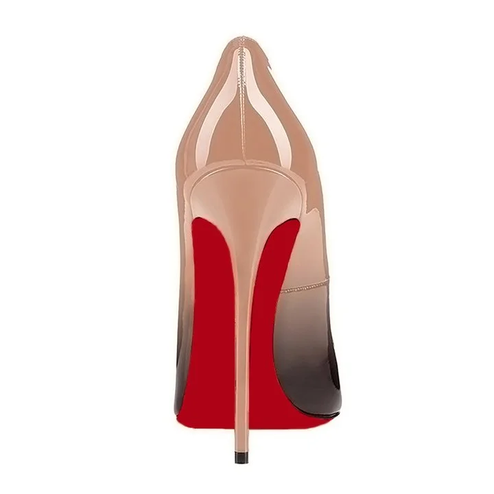 Red Bottom Gradient High Heels Fashion Pumps Gradient Patent Shoes-MERUMOTE