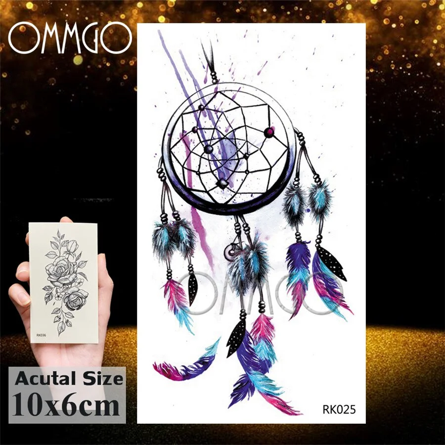 Sdrawing Dream Catcher Butterfly Feather Temporary Tattoos Sticker Black Henna Body Art Arm Fake Tatoos Leaf Sexy Custom Tattoo