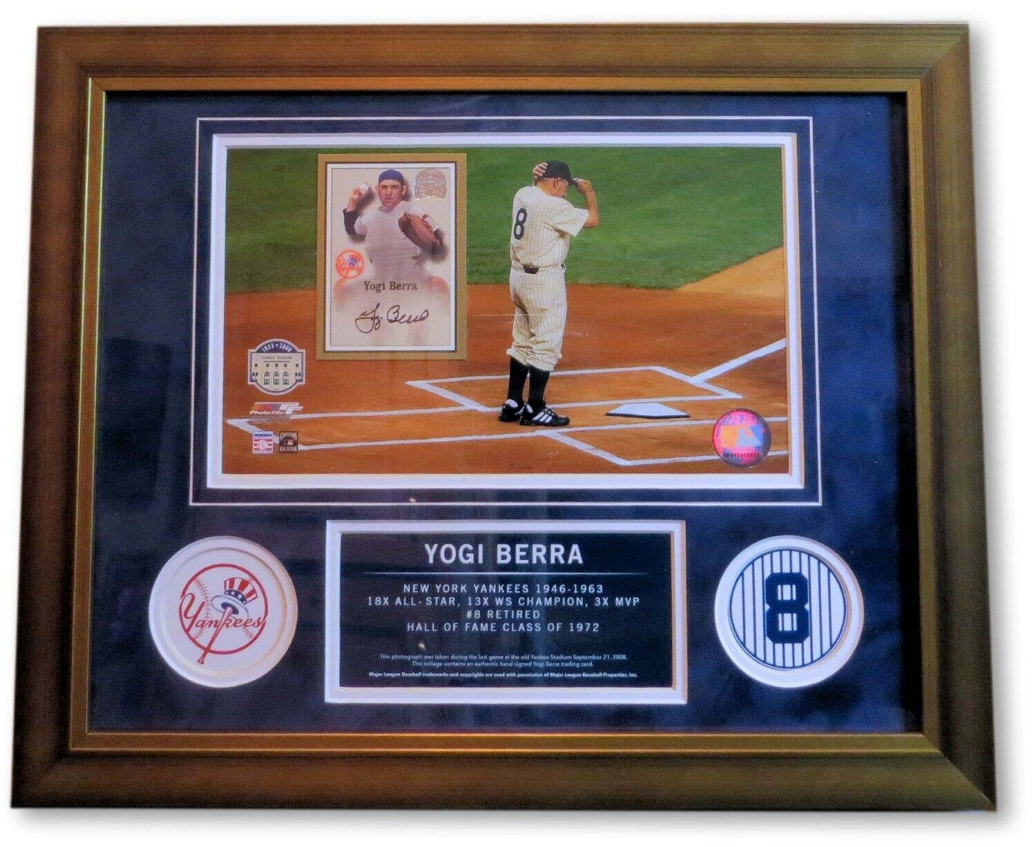 Yogi Berra Autographed 13X16 Framed Card/Photo Poster painting 2000 Fleer Greats of Game Steiner