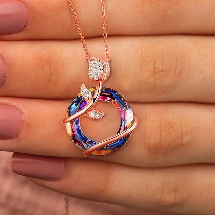 For Love - S925 You are My Rose I Love You Crystal Rose Necklace