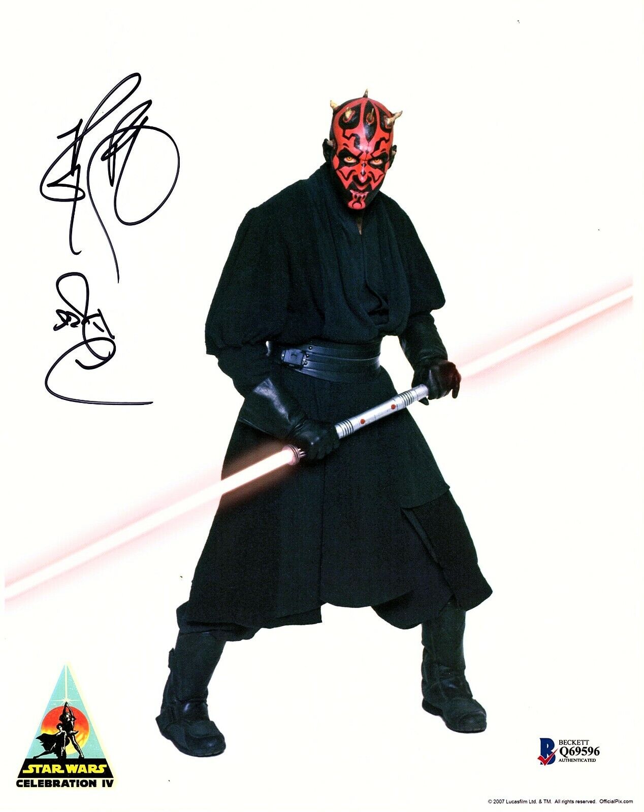 RAY PARK Signed STAR WARS Official Pix DARTH MAUL 8x10 Photo Poster painting BECKETT BAS #Q69596