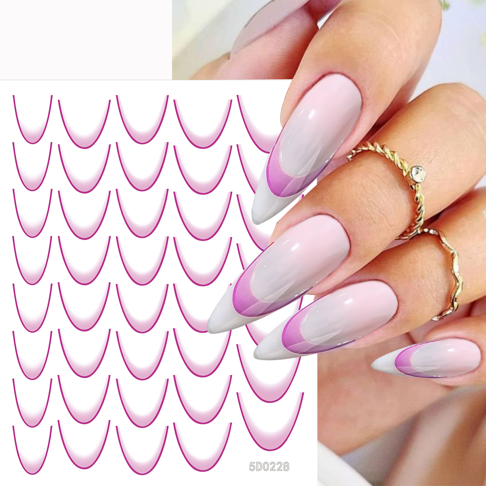 Updownunder 1pc Gradient Color Line Design French Nail Art Stickers Black/White/Red Stripe Lines Sliders Nail Access Manicure Stencil Tools*