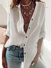 Pure Cotton Solid Color Long Sleeves Shirts Tops