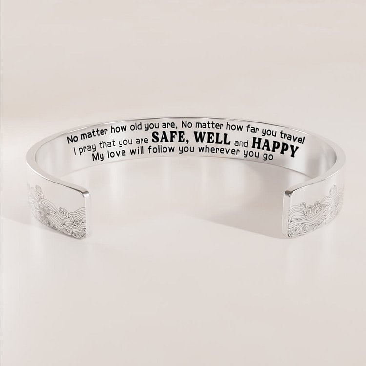 For Granddaughter - I Pray You Safe, Well And Happy Wave Cuff Bracelet