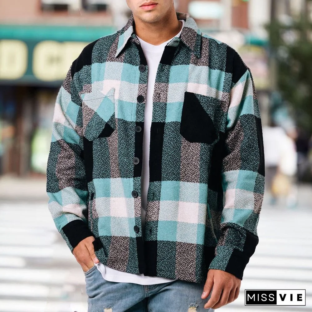 Mens Casual Plaid Jacket