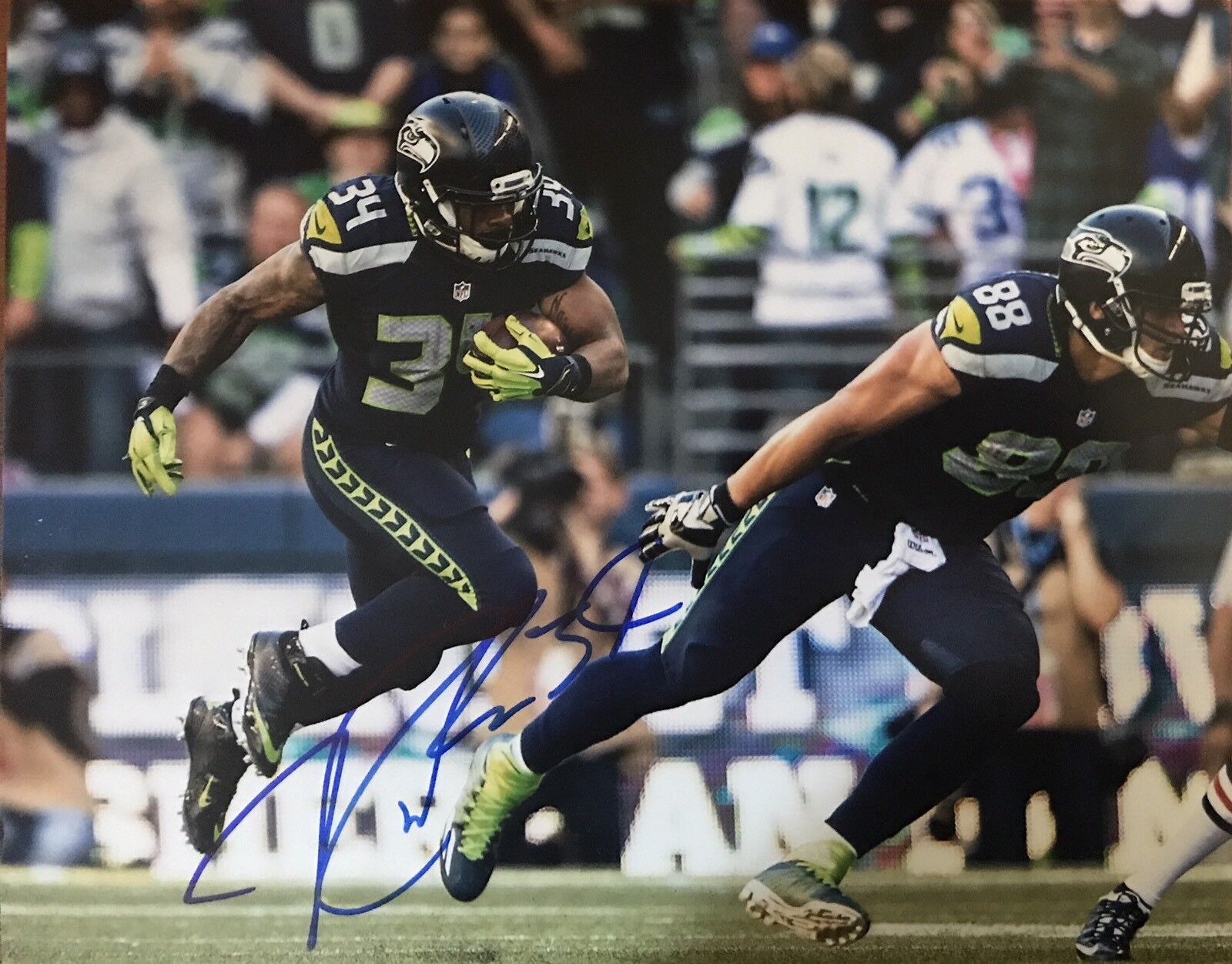 Thomas Rawls Signed Autographed Seattle Seahawks 8x10 Photo Poster painting Coa