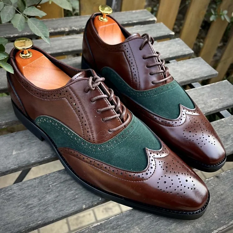 Men's Patchwork Brogue Business Dress Shoes