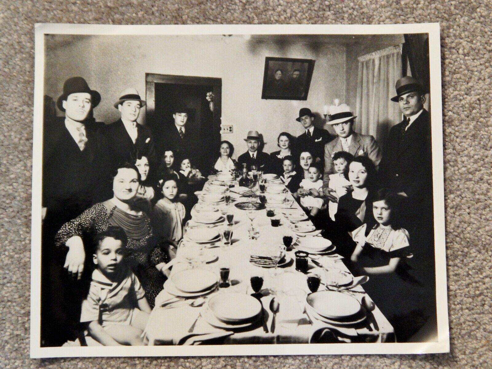 1940S? FAMILY Photo Poster painting SPECIAL DINNER AFFAIR Vintage Old Original Photo Poster painting 8 X 10