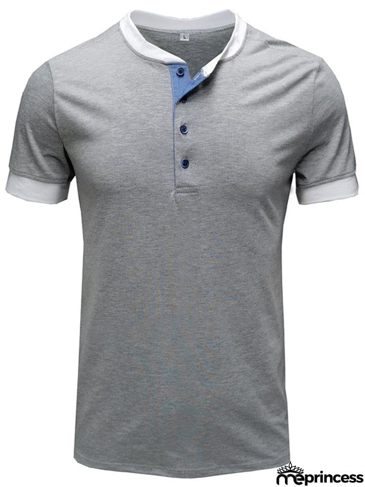 Summer Daily Wear Comfy Short Sleeve Contrasting Slim T-shirts For Men