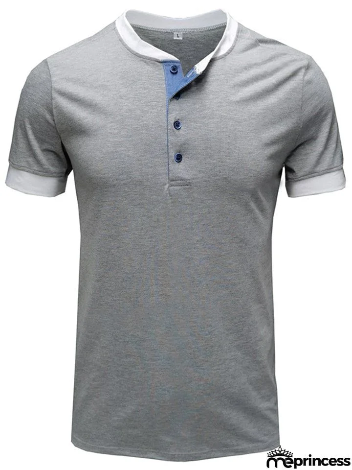 Summer Daily Wear Comfy Short Sleeve Contrasting Slim T-shirts For Men