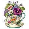 (Stamped/Counted) Flowers In Tea Cup - 18CT Cross Stitch 20*25cm/7.87*9.84in