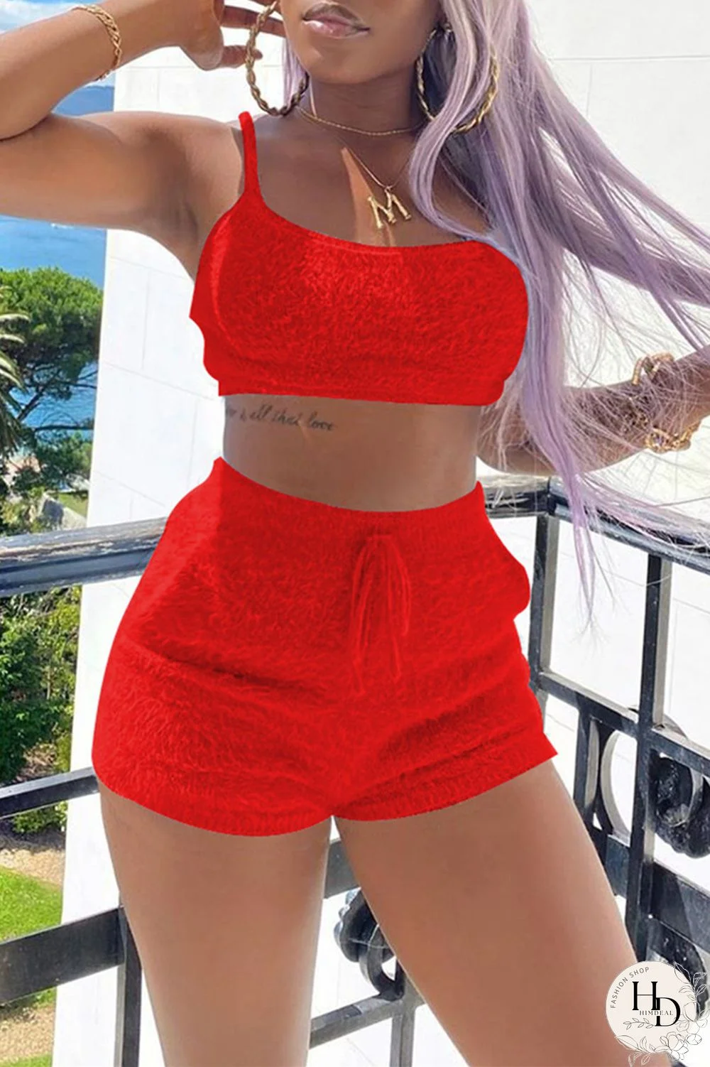 Black Sexy Casual Solid Backless Spaghetti Strap Sleeveless Two Pieces