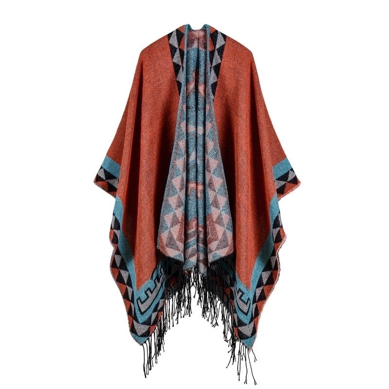 Women’s Retro Lattice Imitation Cashmere Sewing Shawls