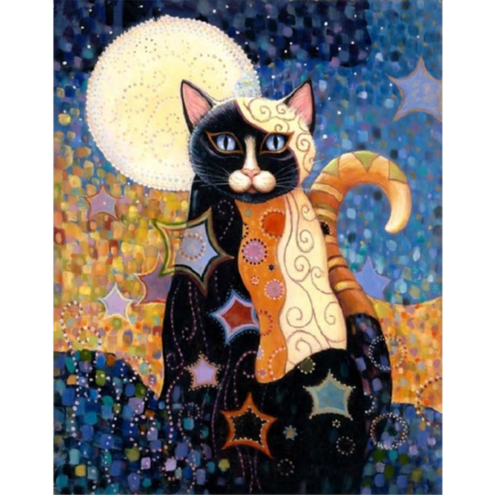 

30*40CM - Crystal Round Drill Diamond Painting - Long Whisker Cat, 501 Original