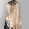 Blonde Long Straight Hair 360 Lace Front Human Hair Wig Pre Plucked