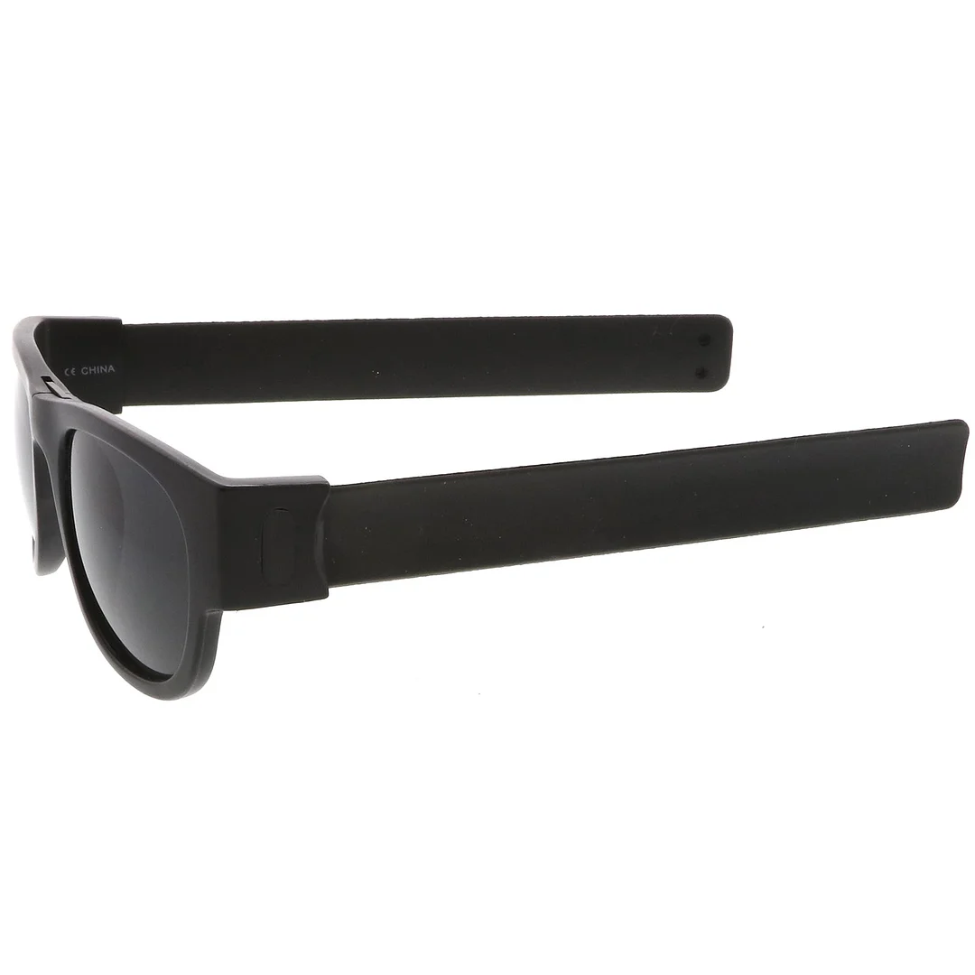 Portable Rubber Snap Arms Square Lens Foldable Horn Rimmed glasses 53mm