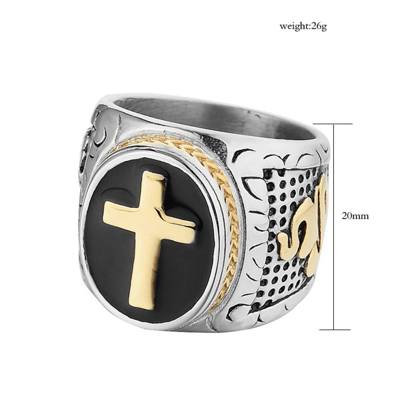 Retro Punk Cross Snake 304 Stainless Steel 18K Gold Plated Men’s Rings