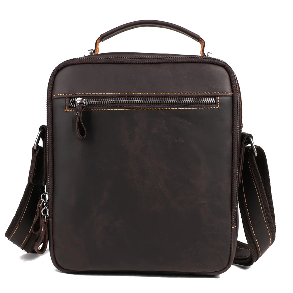 Men's messenger bag casual retro large capacity genuine leather bag