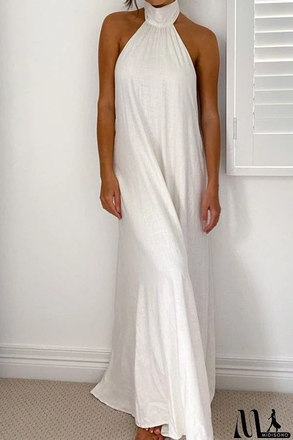 MidiSono - Fashion Halter Neck Long Backless Dress