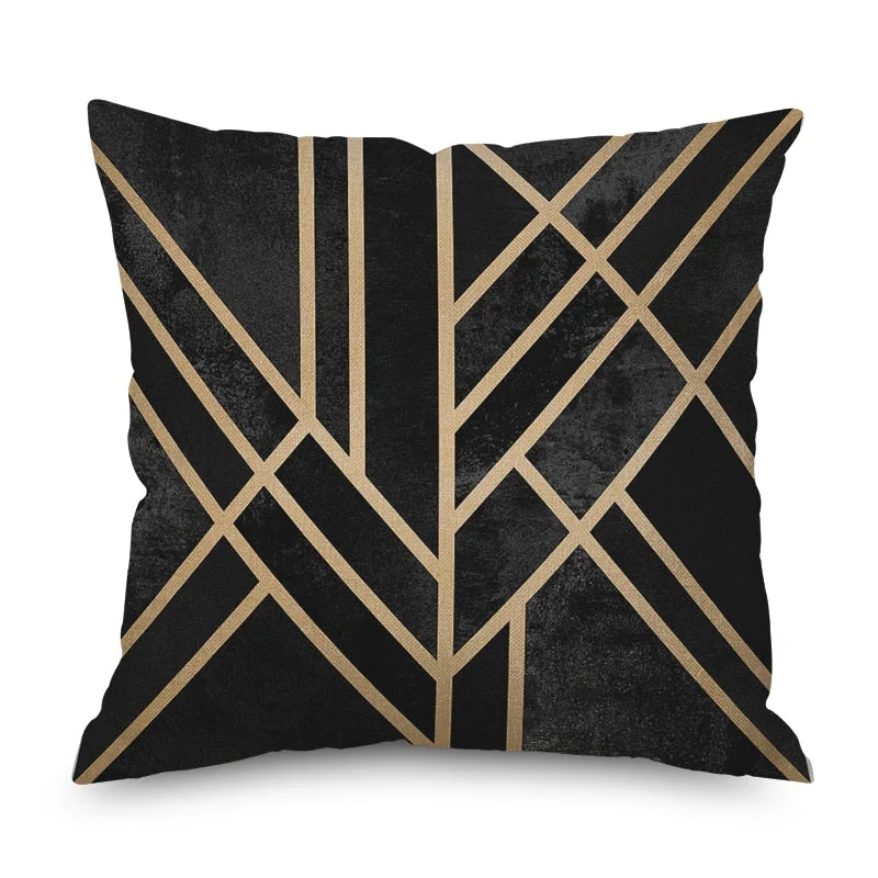 Nordic Marble Geometric Printed Cushion Cover Polyester Throw Pillow Cases for Sofa Car Black Home Decorative Pillowcase 45*45cm