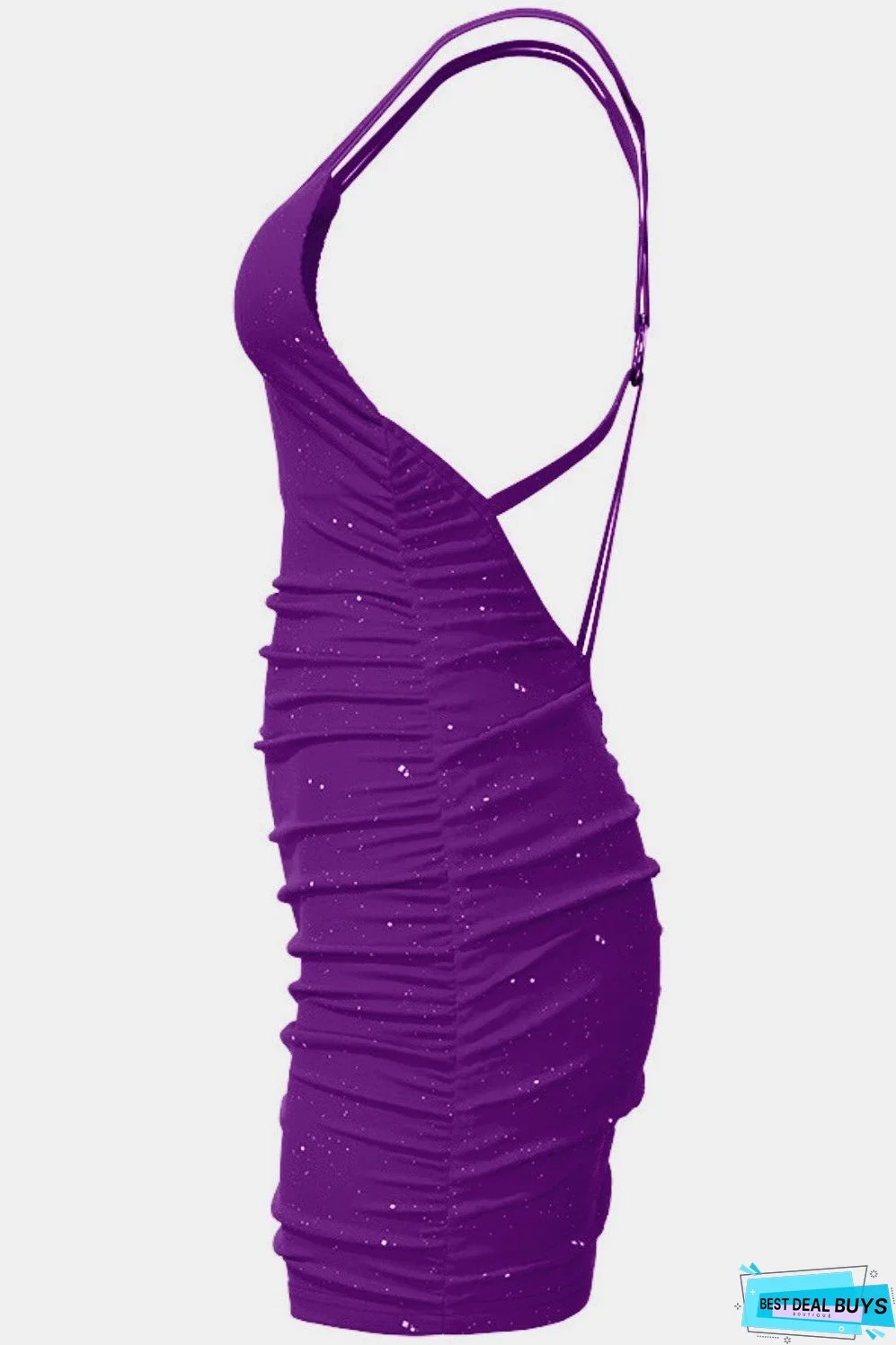 Glitter Double Spaghetti Straps Mini Dress