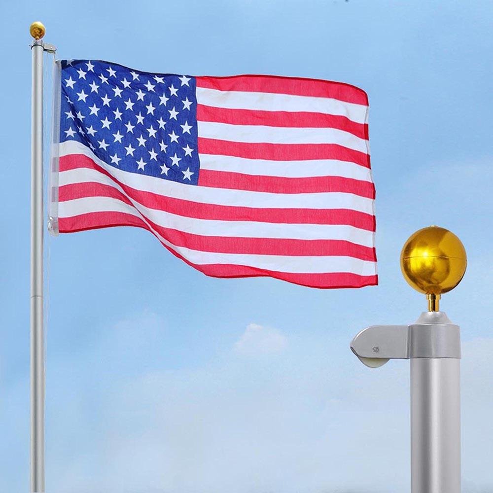 25 ft Aluminum Sectional Flagpole Kit w/ US America Flag - vzzhome