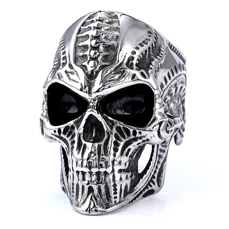 Retro Exaggerated Punk Skull 304 Stainless Steel Halloween Men’S Rings