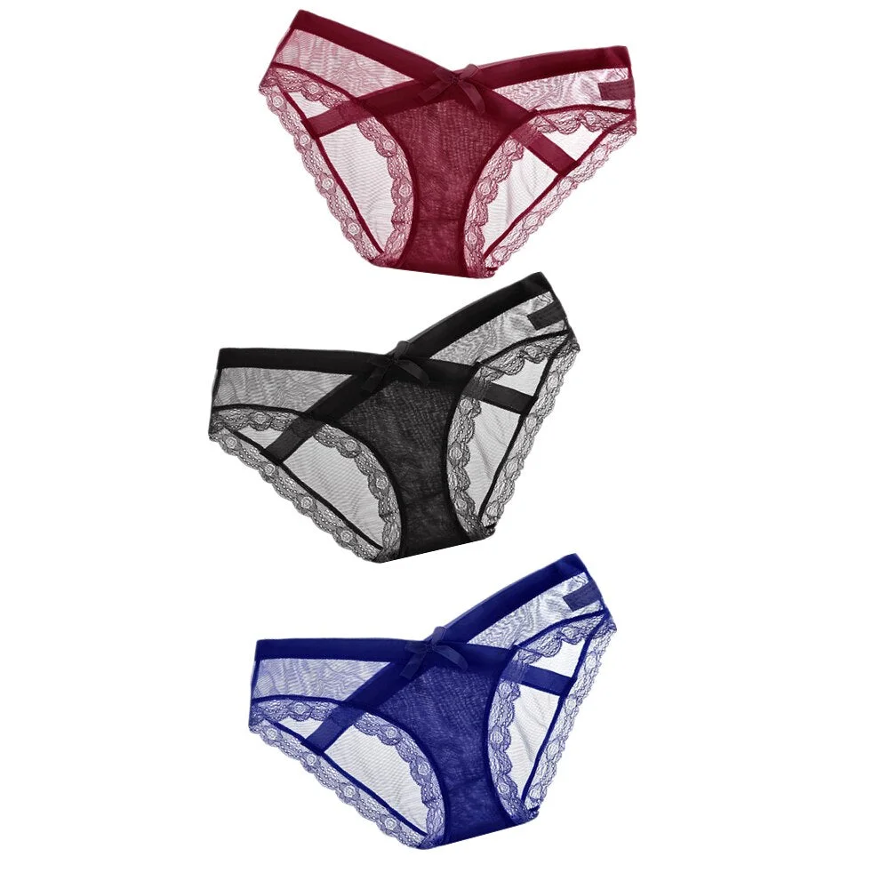 3pcs/lot Women Lace Panties Seamless Panty Breathable Briefs For Women Hollow Out Low Waist Transparent Underwear Intimates Hot