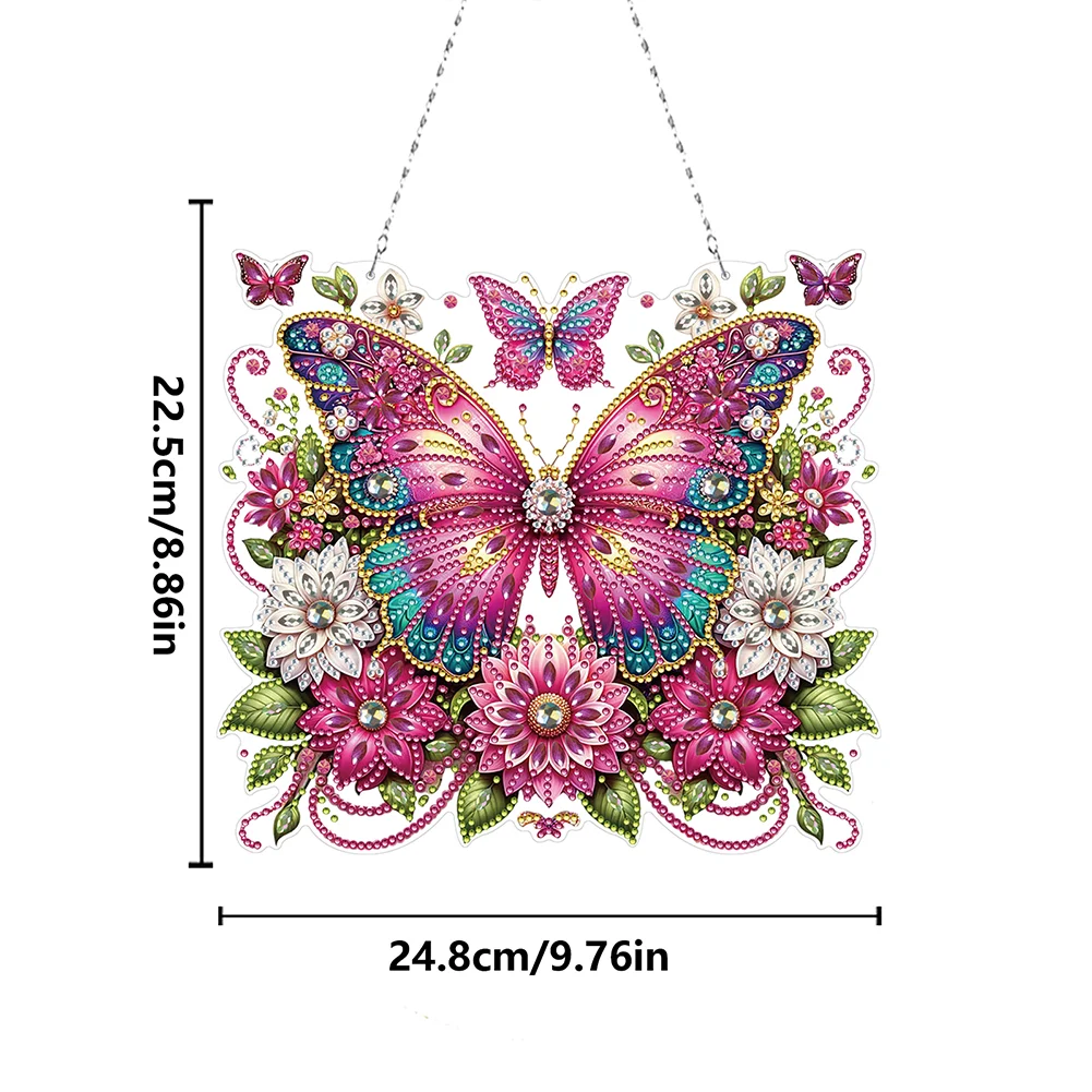 DIY Flowers Butterfly Diamond Painting Hanging Pendant DIY Diamond Ornaments Wall Decor Home Decor Gift Idea