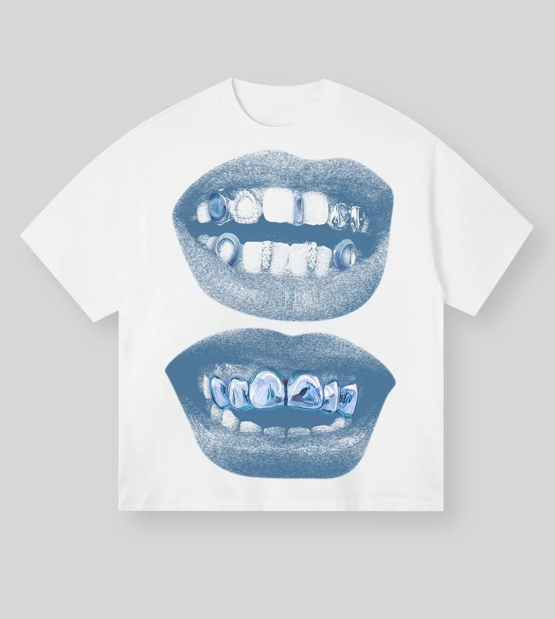 Aonga Teeth Letter Graphic Print Oversized T Shirt Mens Womens Y2k Top Hip Hop Harajuku Gothic T Shirts Short Sleeve Streetwear Tops aonga