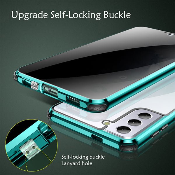 Privacy Metal Frame Magnetic Double-side Curved Temper Glass Case For samsung
