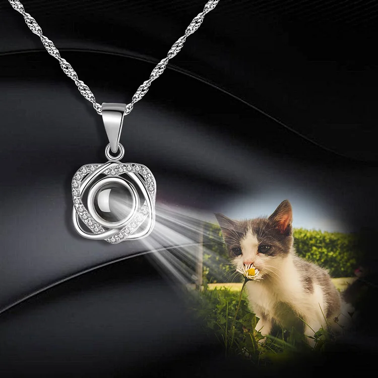 Custom Pet Projection Necklace - Double Heart