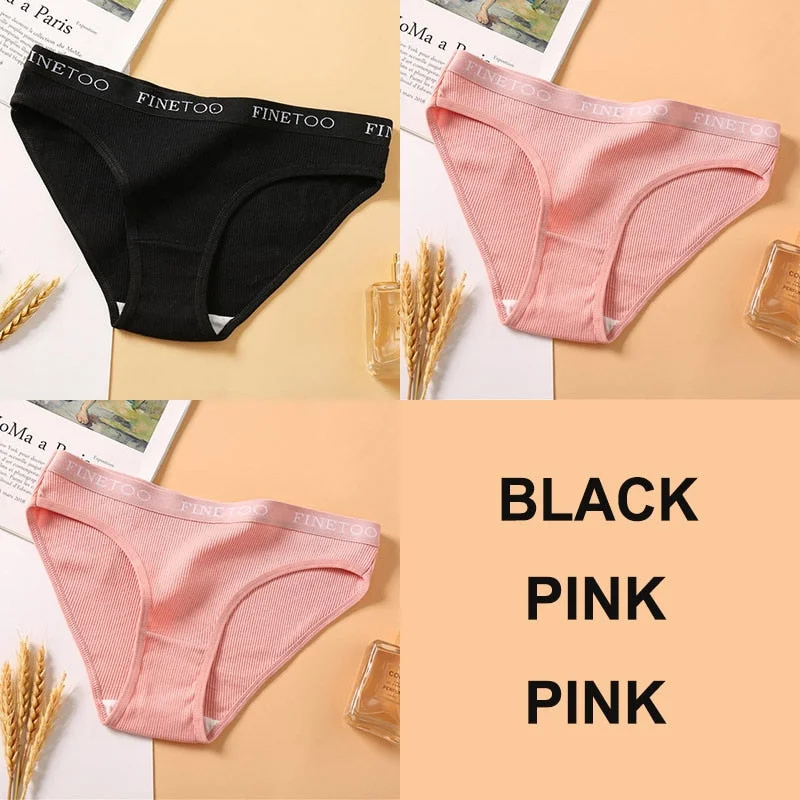 3PCS Women Cotton Underwear Panties Female Sexy Briefs Brand  Band Waist Pantys Set Solid Color Intimates Lingerie for Girl M-XL