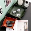 Valet Tray Leather Nightstand Jewelry Storage Tray Desktop Holder Box Leather Snap Tray Sundries Box for Dice Phone Sunglasses