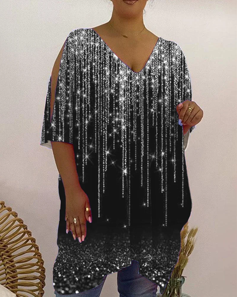 V-Neck Casual Print Women's Top