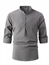 2024 New Fashionable Cotton and Linen Stand Collar Business Slim Casual Shirt