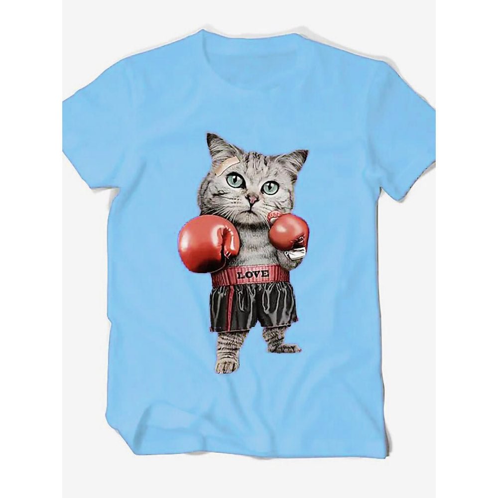 3D Graphic Short Sleeve Shirts Cat